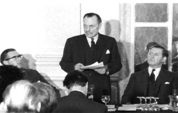 Enoch Powell delivers his 'Rivers of Blood' speech at the Midland Hotel